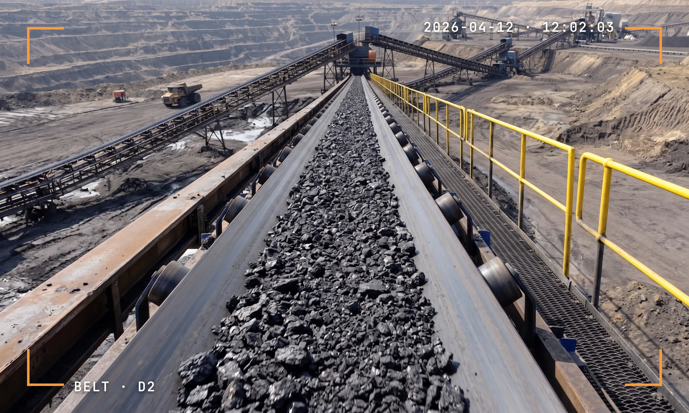 Conveyor and transfer point camera view monitoring for blockages and material build-up.