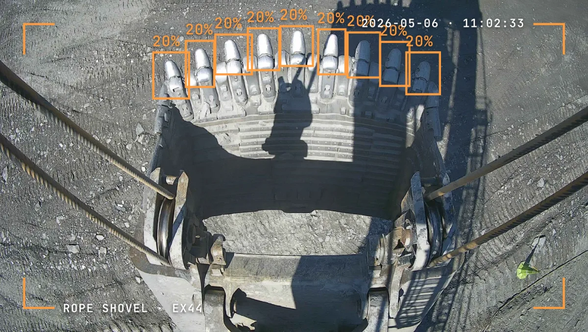 The same bucket teeth at a later wear state.