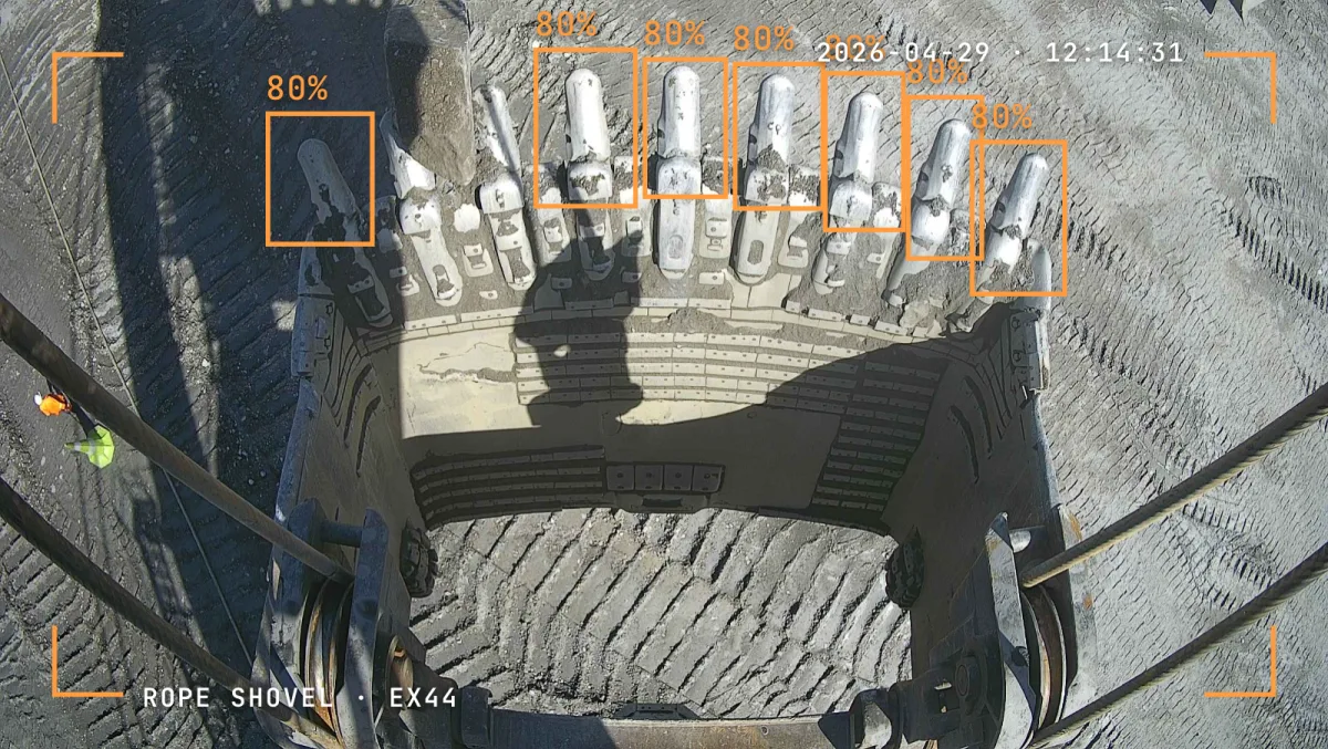 Excavator bucket teeth at an earlier wear state.